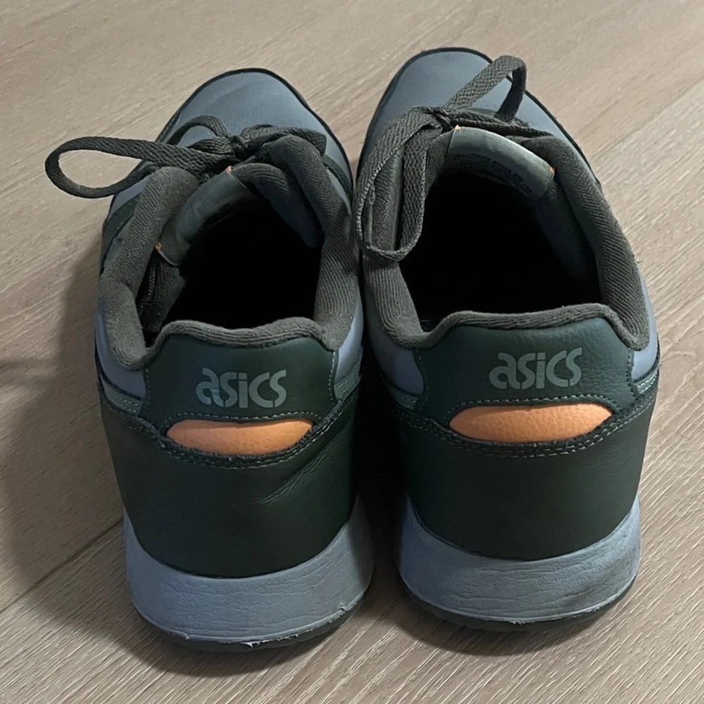 ASICS Green and Gray Low-Top Sneakers with Orange Logo Accent